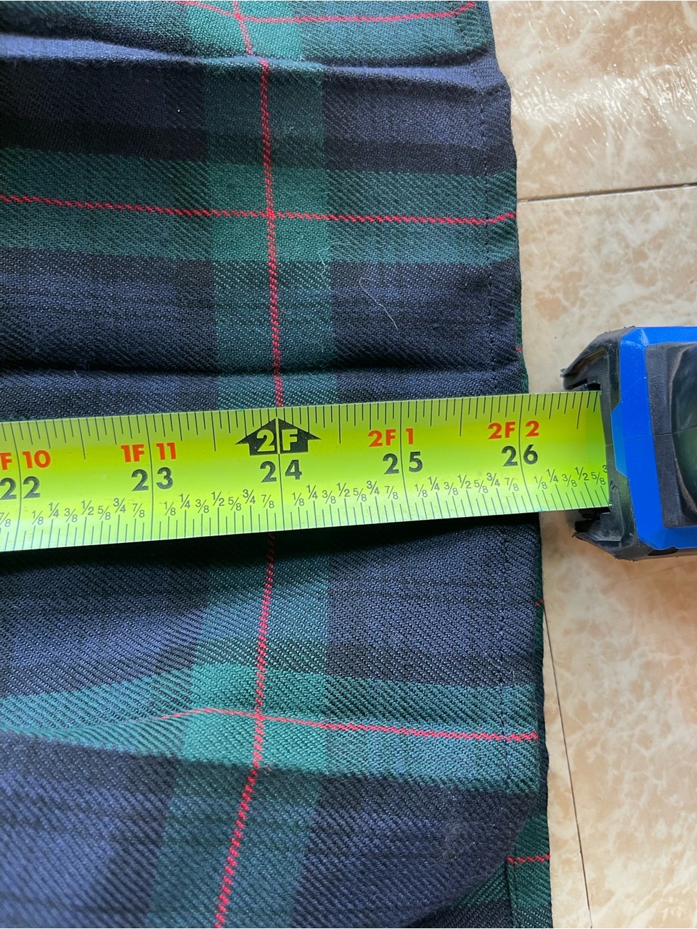 Plaid A-Line Skirt in Green and Navy - Picture 5 of 5